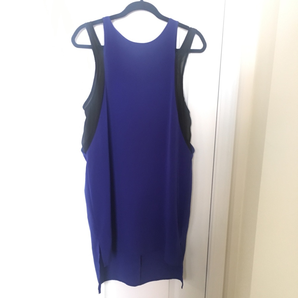 Midi Blue Dress with Mesh Detail